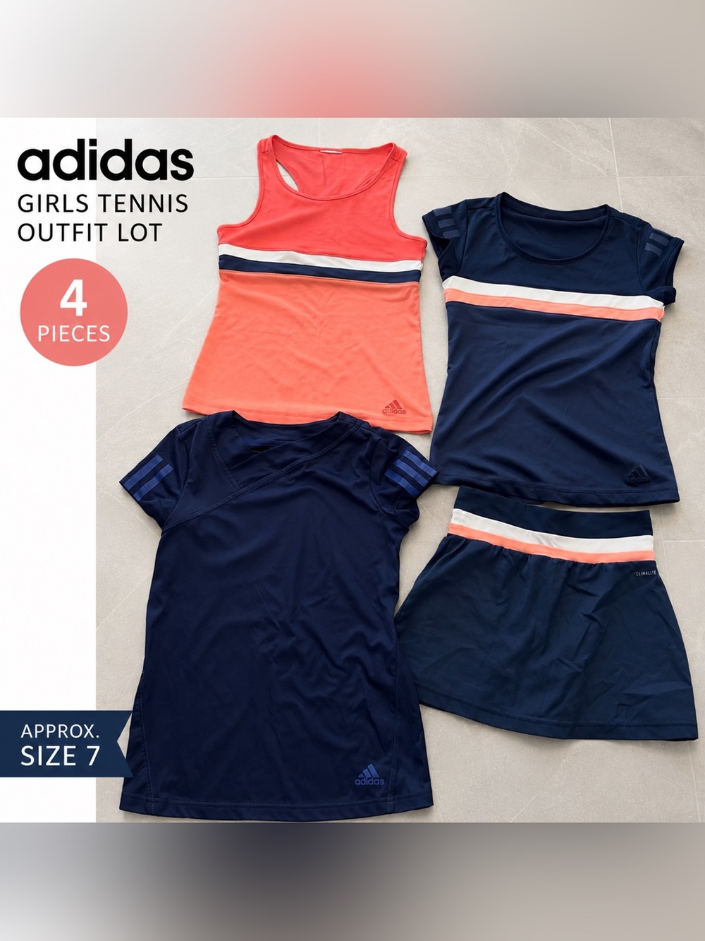 adidas Girls Tennis Outfit Lot (Approx. Size 7-8)– 4 Pieces